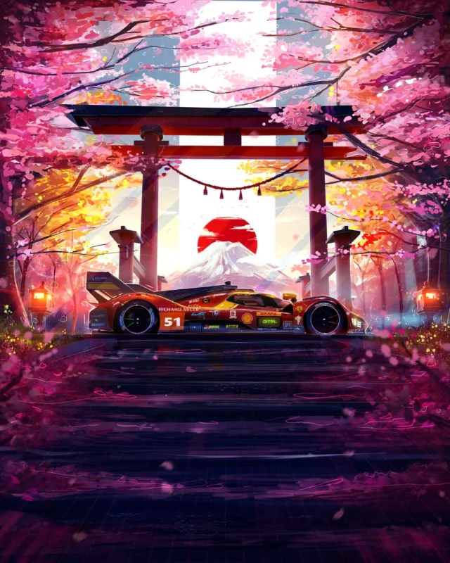 A milestone race deserves milestone art. To celebrate WEC’s 100th race, we imagined the spirit of Fuji: torii gates, sakura skies, and the prancing horse beneath Mt. Fuji’s gaze. 🗻🇯🇵

While the Ferrari’s didn’t trouble the scorers last weekend in Japan, the fight for the Manufacturers’ crown rolls on to Bahrain - and with four crews still in contention for the Drivers’ title, the finale will be all or nothing. 🎯

🎨 Amazing Artwork by @trivsdraws I @dustinthepitlane

#DustInThePitLane #WEC #6HFuji #Motorsports #Hypercar #LMGT3